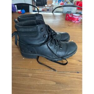 Timberland Womens Black Leather Lace Up Hiking Boots Size 9